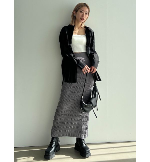EMODA「シャーリングロングニットスカート」|スカート|