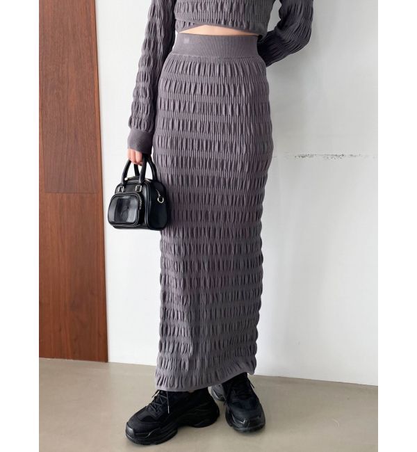 EMODA「シャーリングロングニットスカート」|スカート|