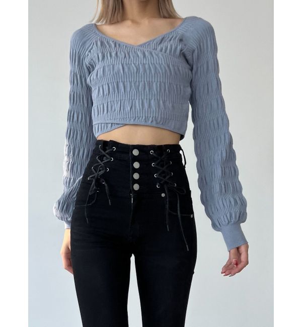 EMODA「シャーリングクロスニット」|ニット・セーター|