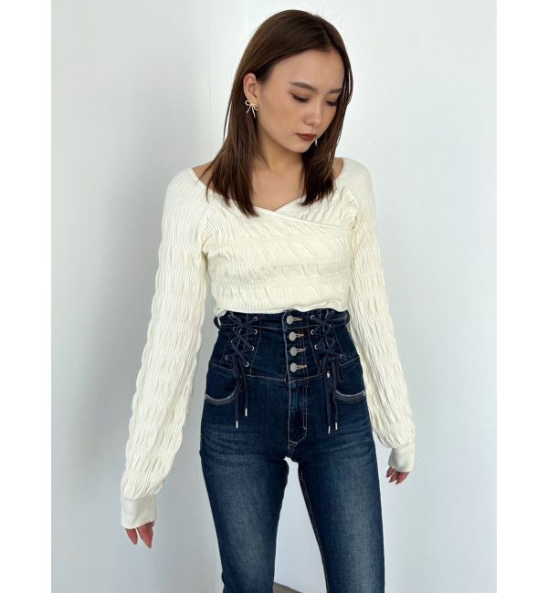 EMODA「シャーリングクロスニット」|ニット・セーター|