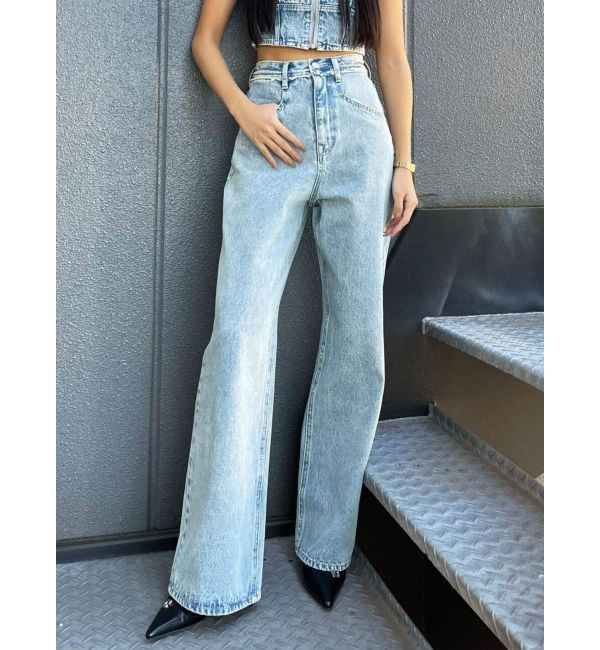 EMODA「ベルトフリンジジャストウエストジーンズ」|デニム|