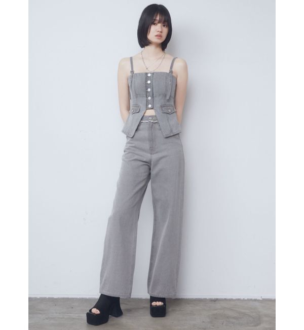 EMODA「ベルトフリンジジャストウエストジーンズ」|デニム|