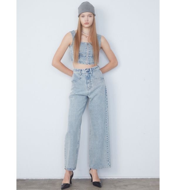 EMODA「ベルトフリンジジャストウエストジーンズ」|デニム|