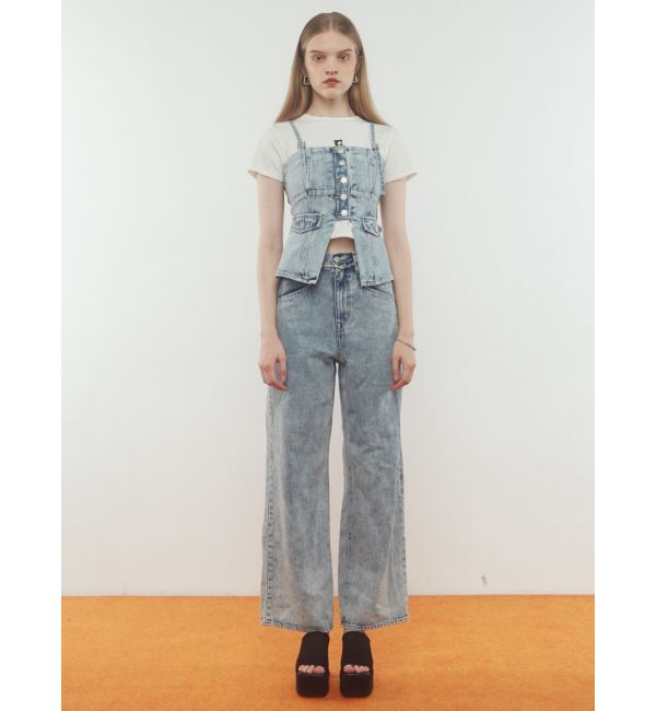 EMODA「ベルトフリンジジャストウエストジーンズ」|デニム|