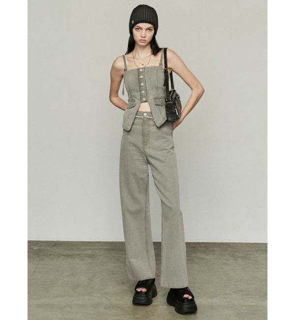 EMODA「ベルトフリンジジャストウエストジーンズ」|デニム|