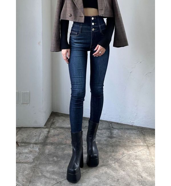 EMODA「【ELDER】SYMハイウエストデニム」|デニム|インディゴ