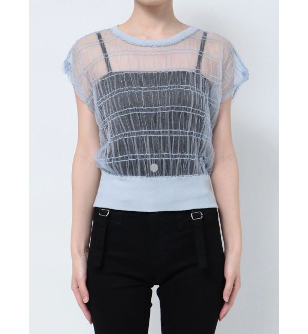 EMODA「シアーチュールニットタンクトップ」|タンクトップ|ブルー