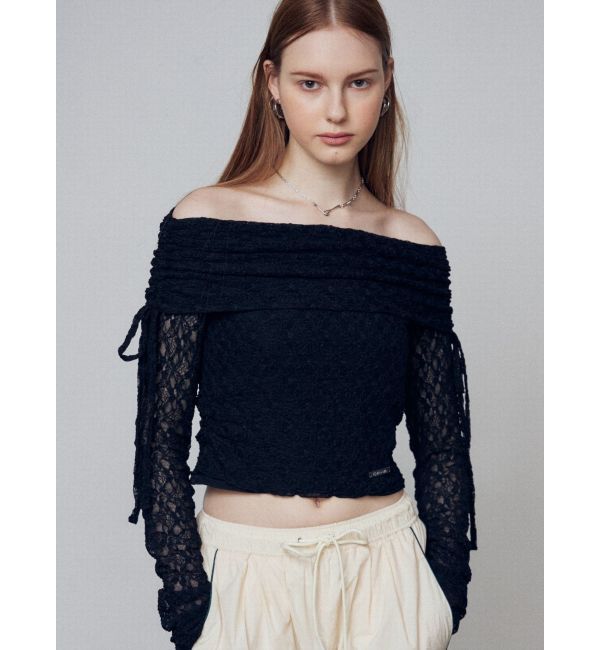 EMODA「レースオフショルダートップ」|Tシャツ・カットソー|ブラック