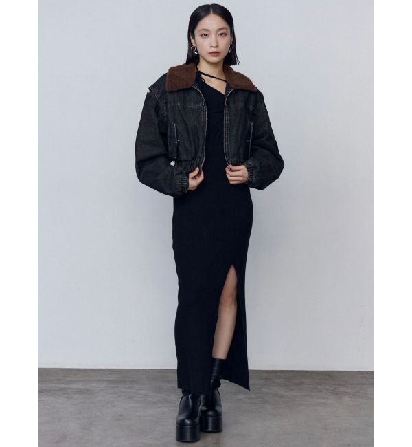 EMODA「ボアカラーデニムブルゾン」|ブルゾン・スタジャン|