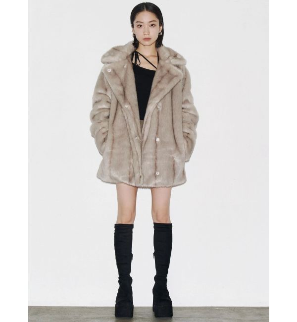 EMODA「ミディフェイクファーコート」|ダウン|