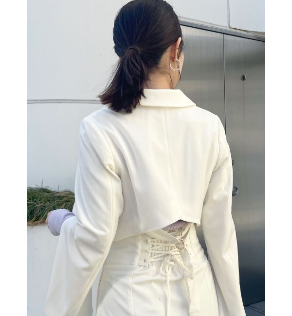 MERCURYDUO「【セットアップ着用可】2WAYスリットスリーブマイクロ丈ジャケット」|テーラードジャケット|