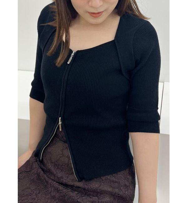 MERCURYDUO「フロントZIPニット」|ニット・セーター|ブラック