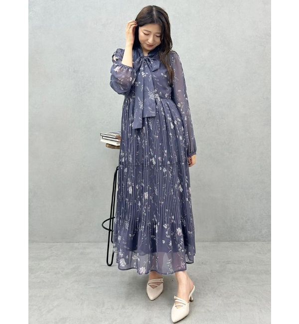 MERCURYDUO「花柄プリーツティアードワンピース」|ワンピース|