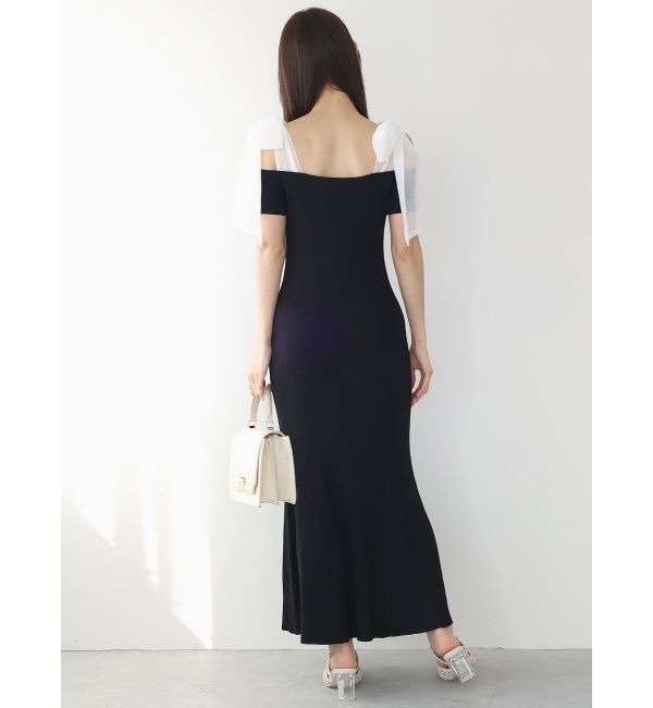 MERCURYDUO「ショルダーリボンニットワンピース」|ワンピース|