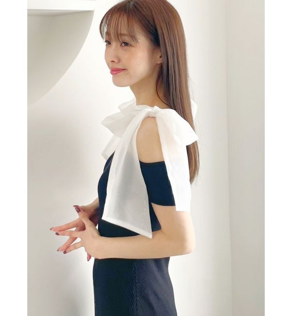 MERCURYDUO「ショルダーリボンニットワンピース」|ワンピース|