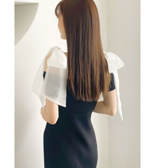 MERCURYDUO「ショルダーリボンニットワンピース」|ワンピース|