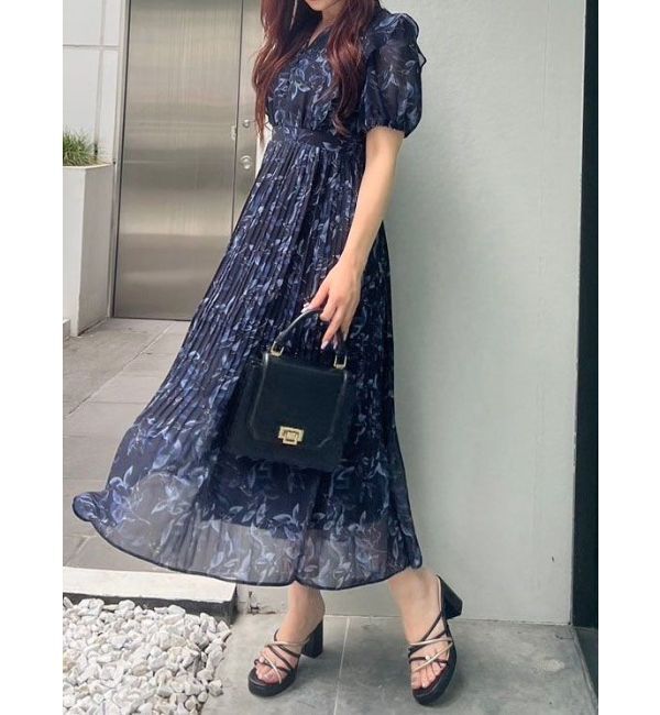 MERCURYDUO「プリーツティアードワンピース」|ワンピース|ネイビー