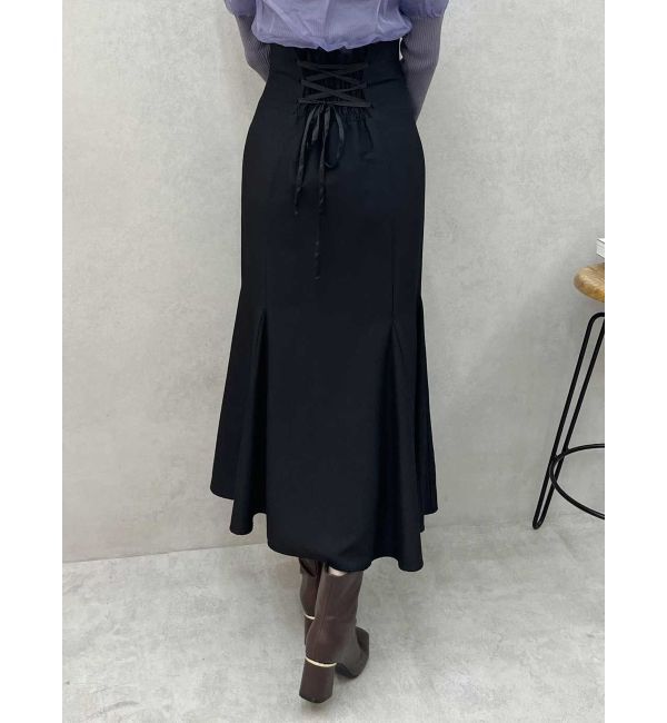 MERCURYDUO「バックレースアップストレッチマーメイドスカート」|スカート|ブラック