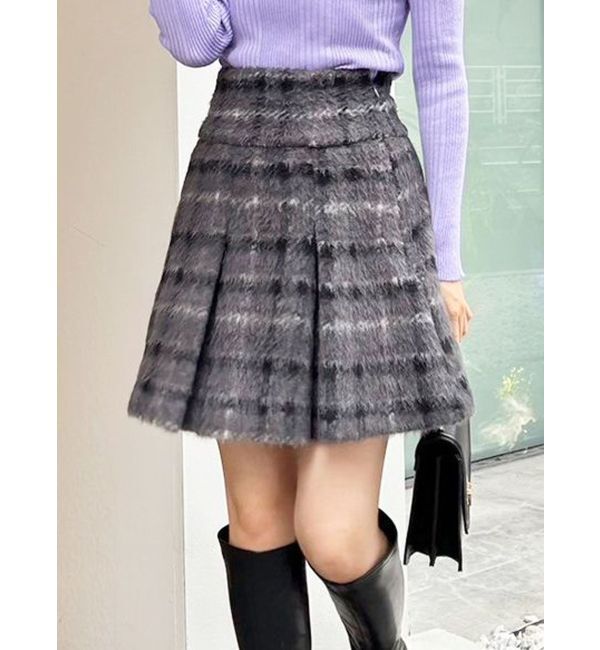 MERCURYDUO「シャギーチェックボックスプリーツミニスカパン」|その他|