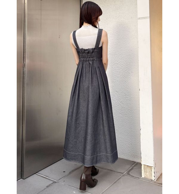 MERCURYDUO「デニムフラワーモチーフジャンスカ」|ワンピース|