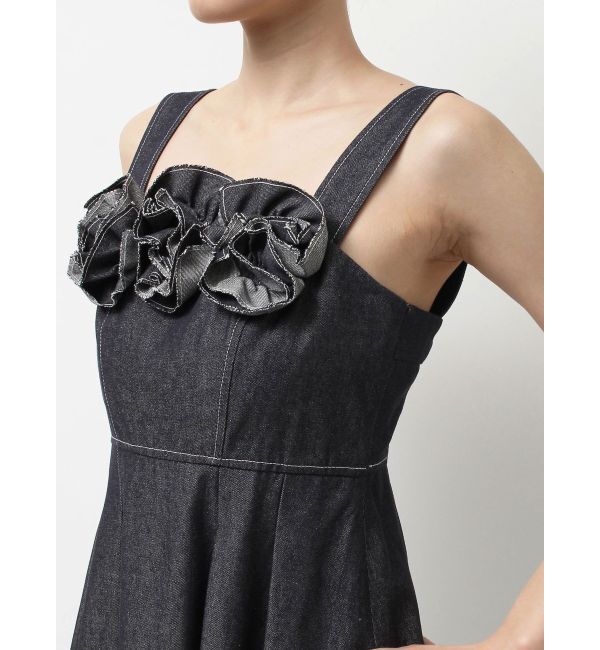 MERCURYDUO「デニムフラワーモチーフジャンスカ」|ワンピース|