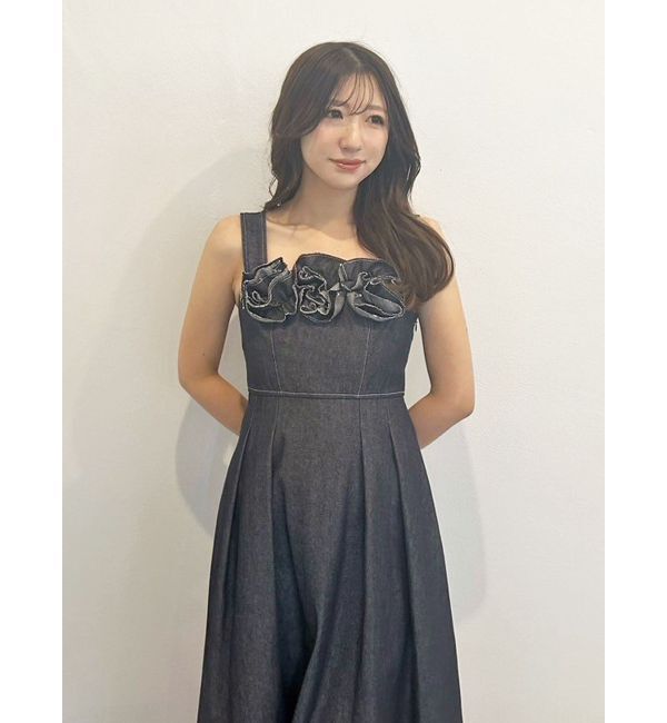 MERCURYDUO「デニムフラワーモチーフジャンスカ」|ワンピース|