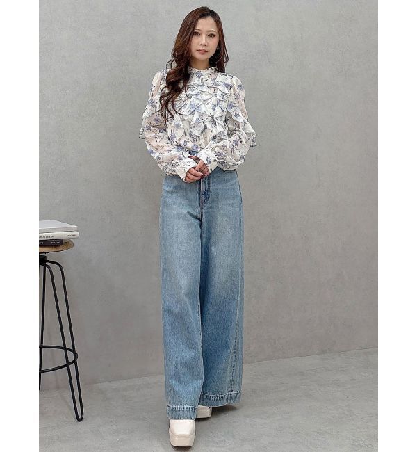 MERCURYDUO「配色メローラッフルブラウス」|シャツ・ブラウス|