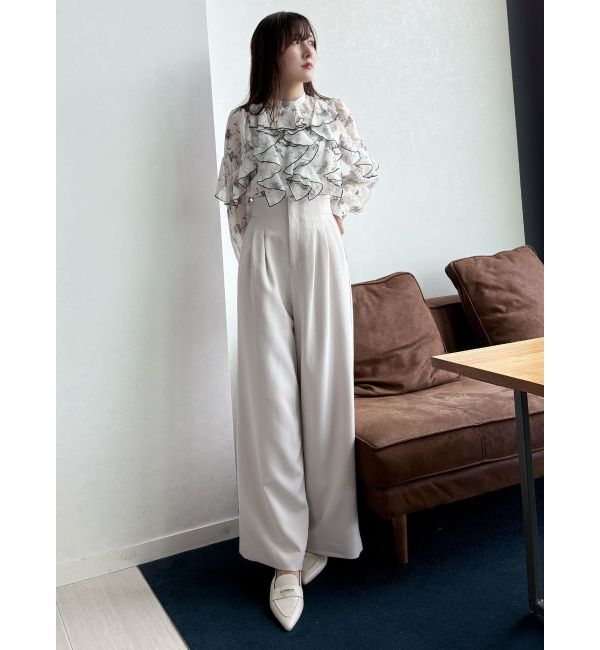 MERCURYDUO「配色メローラッフルブラウス」|シャツ・ブラウス|