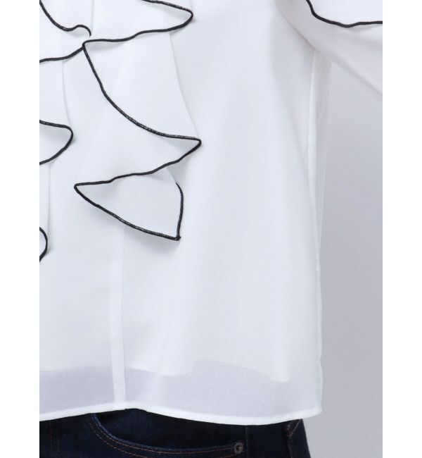 MERCURYDUO「配色メローラッフルブラウス」|シャツ・ブラウス|