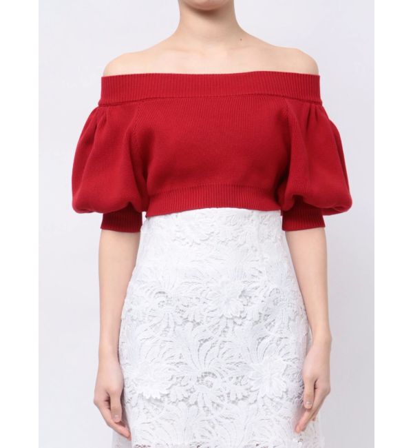 MERCURYDUO「クロップドオフショルダーニット」|ニット・セーター|