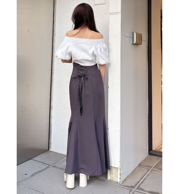 MERCURYDUO「クロップドオフショルダーニット」|ニット・セーター|