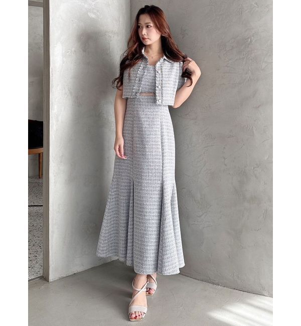 MERCURYDUO「カットアウトツイードマーメイドワンピース」|ワンピース|