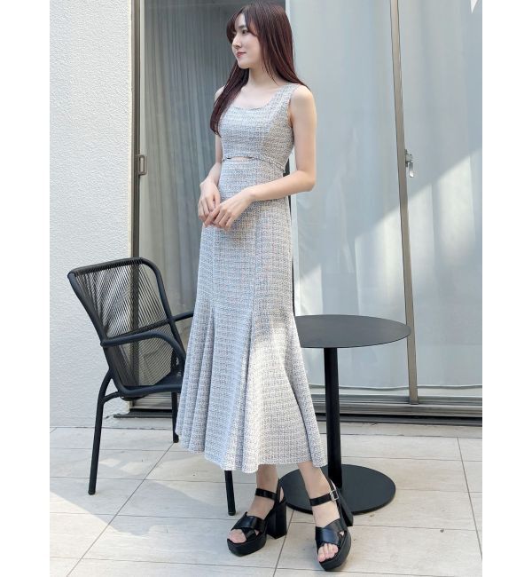 MERCURYDUO「カットアウトツイードマーメイドワンピース」|ワンピース|
