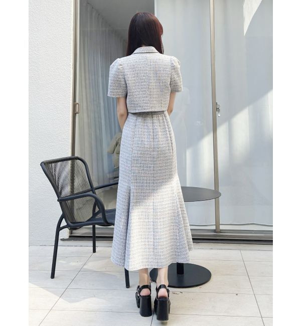 MERCURYDUO「カットアウトツイードマーメイドワンピース」|ワンピース|