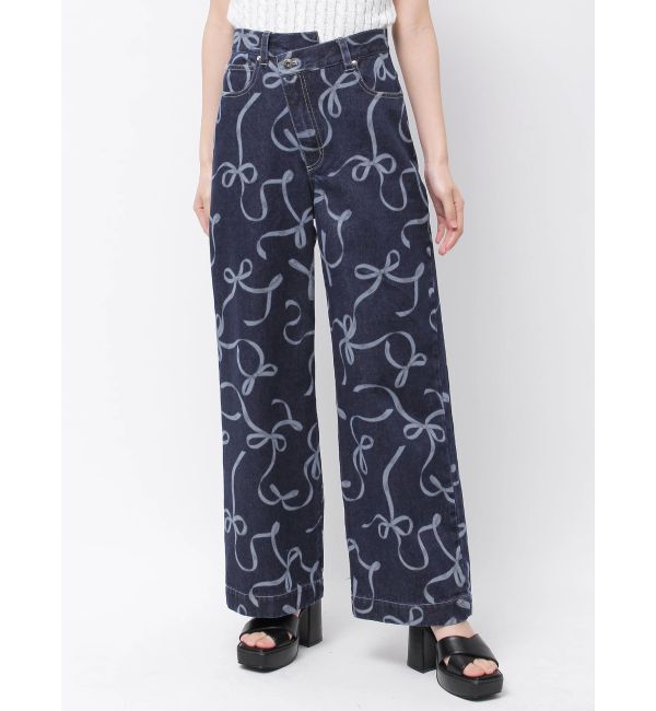 MERCURYDUO「リボンプリントデニムパンツ」|その他|インディゴ