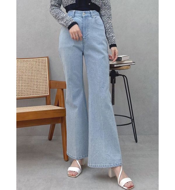 MERCURYDUO「ブーツカットデニムパンツ」|デニム|ブルー