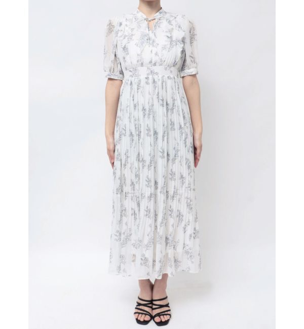 MERCURYDUO「花柄ラッフルプリーツティアードハーフスリーブワンピース」|ワンピース|