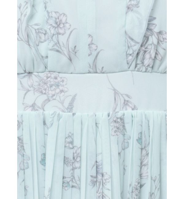 MERCURYDUO「花柄ラッフルプリーツティアードハーフスリーブワンピース」|ワンピース|