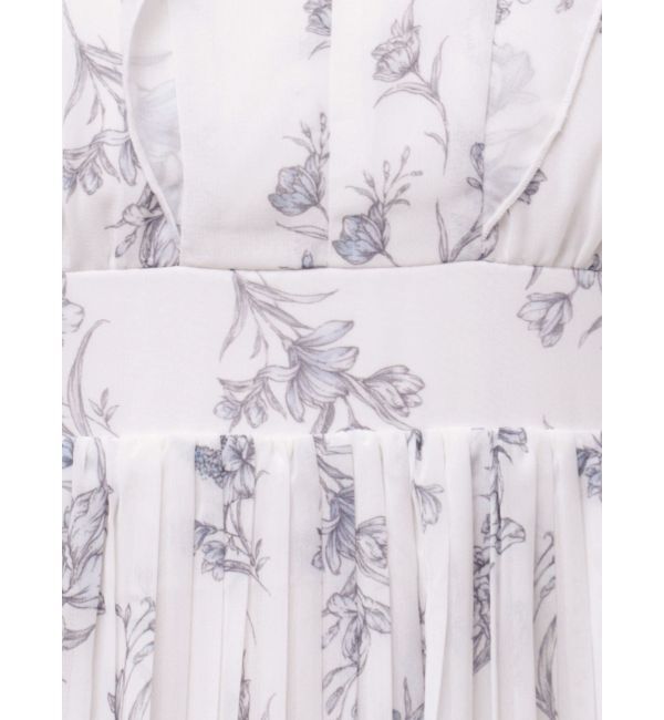 MERCURYDUO「花柄ラッフルプリーツティアードハーフスリーブワンピース」|ワンピース|