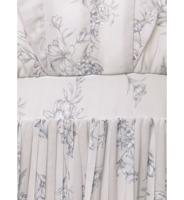 MERCURYDUO「花柄ラッフルプリーツティアードハーフスリーブワンピース」|ワンピース|