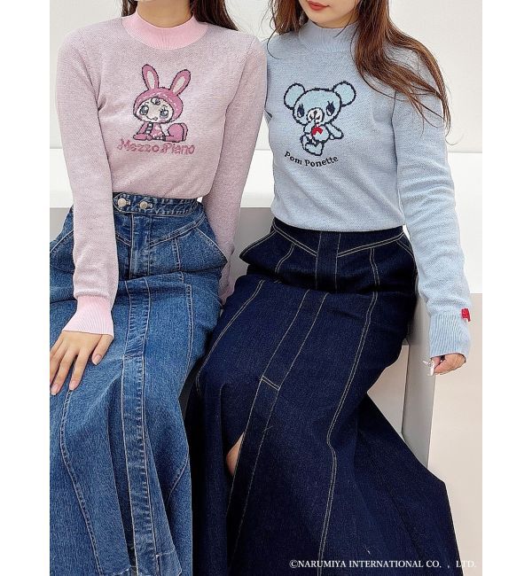 MERCURYDUO「【ポンポネットジュニアコラボ】 ミントくんジャカードニット」|ニット・セーター|