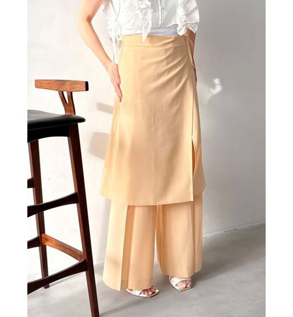 MERCURYDUO「【OUNNOUN】ラップスカートレイヤードパンツ」|その他|オレンジ