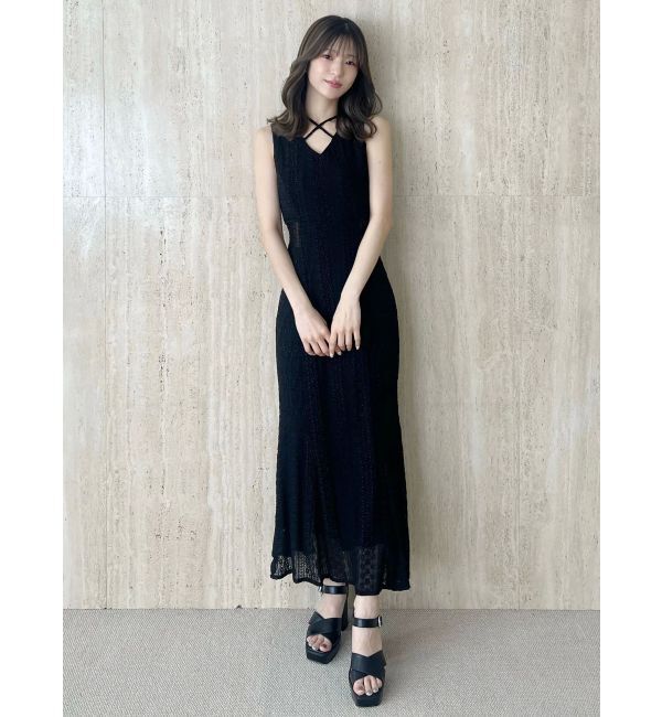 MERCURYDUO「カットレースブロッキングマーメイドワンピース」|ワンピース|