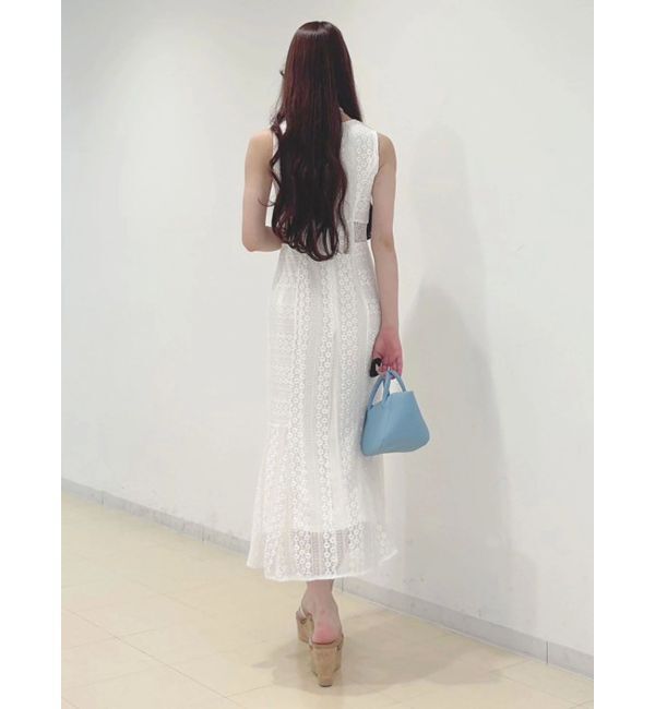 MERCURYDUO「カットレースブロッキングマーメイドワンピース」|ワンピース|