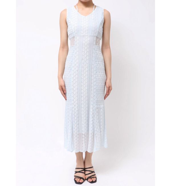 MERCURYDUO「カットレースブロッキングマーメイドワンピース」|ワンピース|