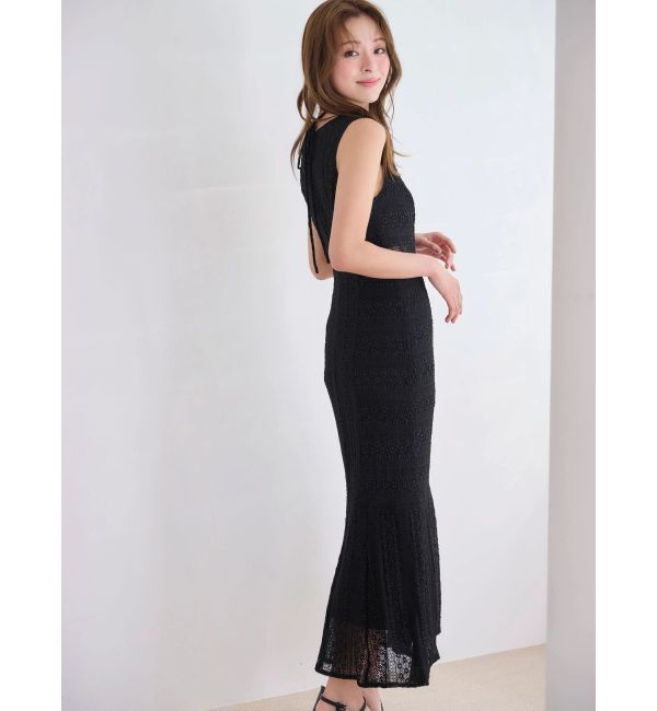 MERCURYDUO「カットレースブロッキングマーメイドワンピース」|ワンピース|