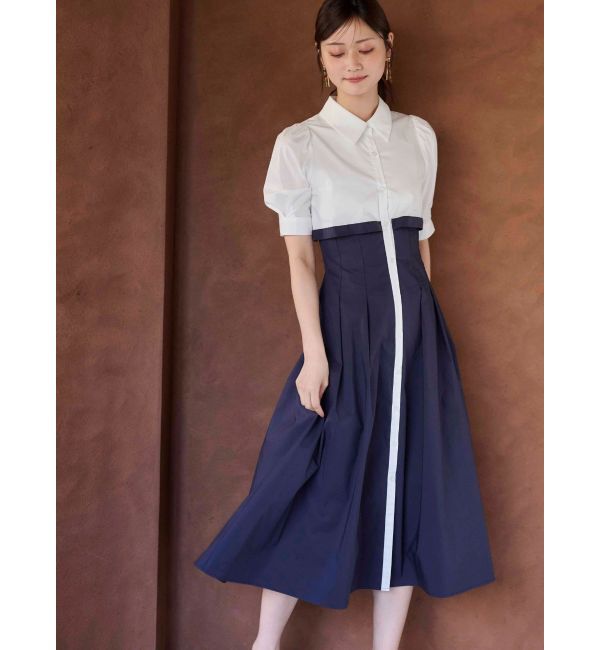 MERCURYDUO「レイヤード風シャツワンピース」|ワンピース|