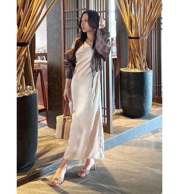 MERCURYDUO「サテンキャミナローワンピース」|ワンピース|