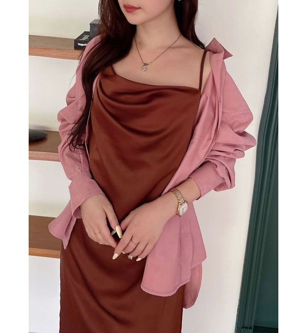 MERCURYDUO「配色ステッチビッグリボンセットシャツ」|シャツ・ブラウス|ピンク