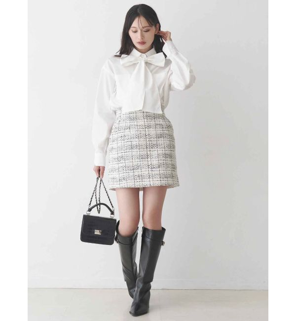 MERCURYDUO「配色ステッチビッグリボンセットシャツ」|シャツ・ブラウス|